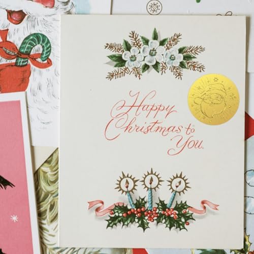 Peacoblue Gold Foil Santa Claus Seals 2 Inch 100Pcs