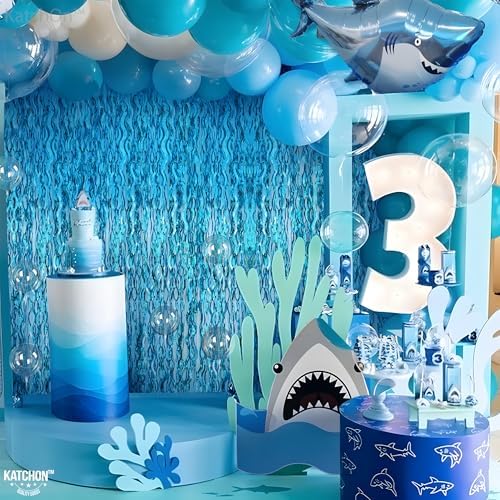 KatchOn XtraLarge Wavy Blue Foil Fringe Curtain - Pack of 2