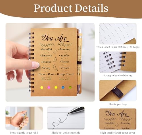 100 PCS Christian Prayer Journal Set with Spiral Notebook and Bamboo Pens