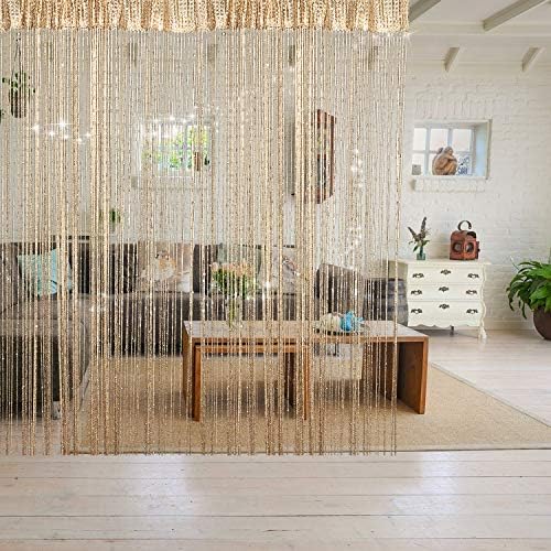 WILLBOND 4 Pcs Glitter String Curtains with Fringe