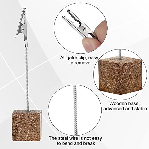 20 Pcs Wood Cube Memo Clip Holder with Alligator Clips