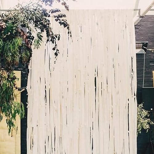 PartyWoo White Crepe Paper Streamers 4 Rolls 328ft Pack