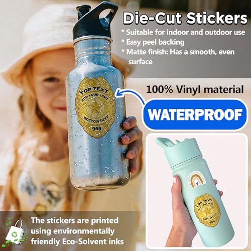Custom Police Badge Sticker for Water Bottle Phone Case Laptop