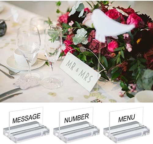 10 Piece Acrylic Name Card Holder Clear Sign Display Stand