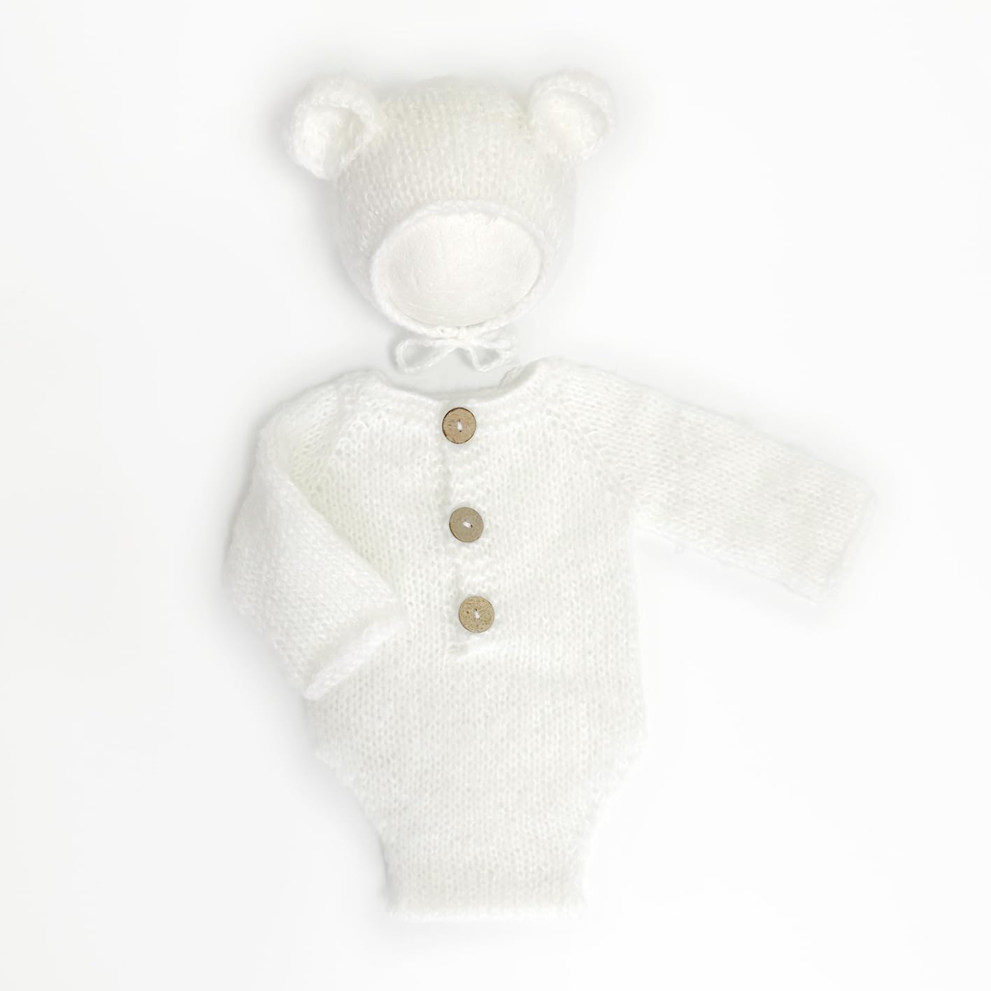 Newborn Boy Girl Photo Props Mohair Bear Hat Romper