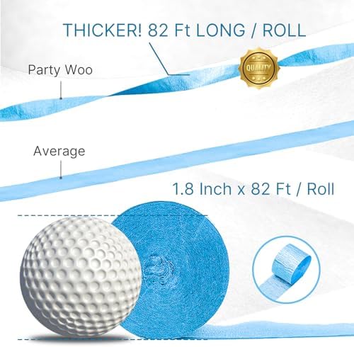 PartyWoo Crepe Paper Streamers 6 Rolls Blue and White