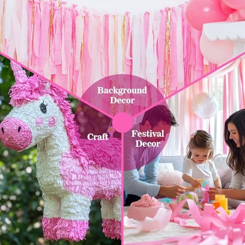 MAQIHAN Pink Crepe Paper Streamers 6 Rolls 492ft