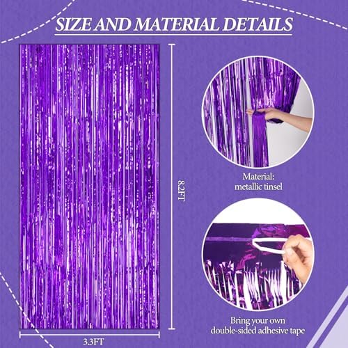 3 Pack Foil Fringe Curtains for Party Backdrop