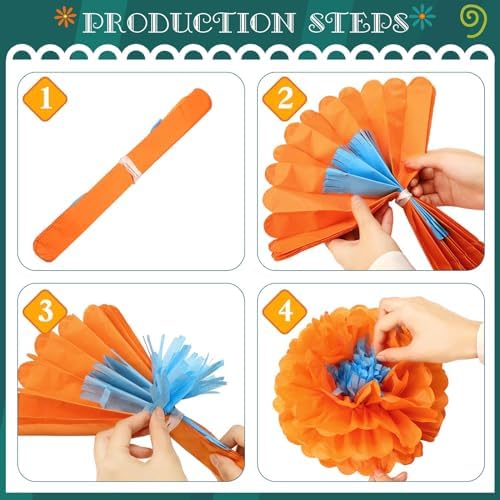 Geyee 27 Pcs Colorful Fiesta Tissue Paper Flowers