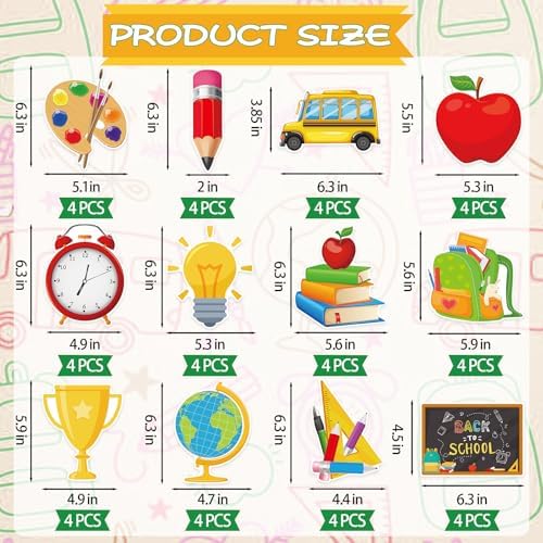 48Pcs Back to School Cutouts for Bulletin Boards