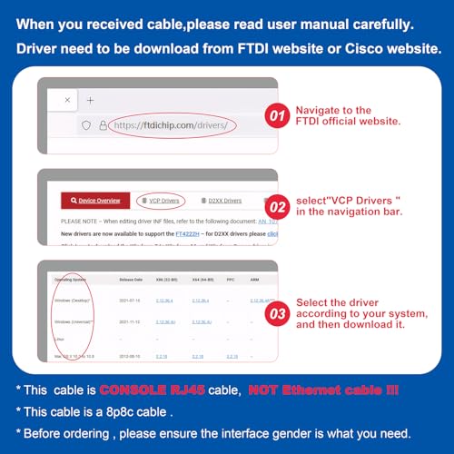 OIKWAN 10ft USB-C to RJ45 Console Adapter Cable