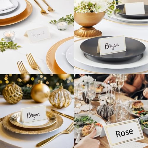 50Pcs Gold Foil Wedding Place Cards with Tent Design