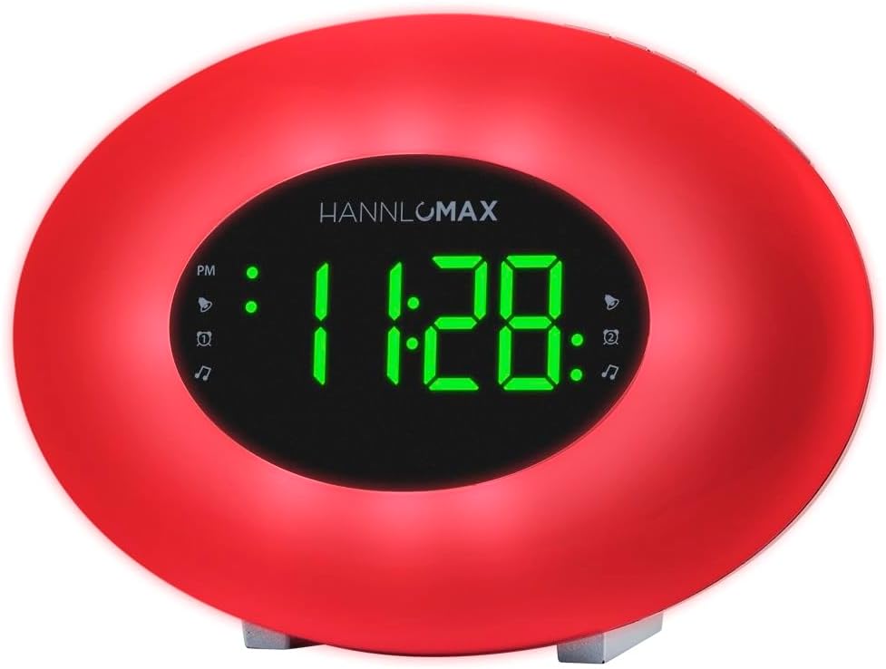 HANNLOMAX HX-162CR Clock Radio with RGB Light and Dual Alarm