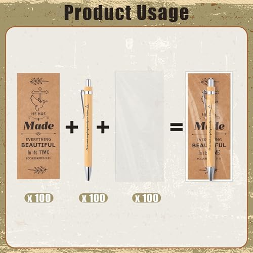 Haooryx Christian Bible Pen Bookmark Set 100 Pieces