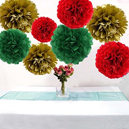 Fascola Christmas Tissue Paper Flowers 18 Pieces