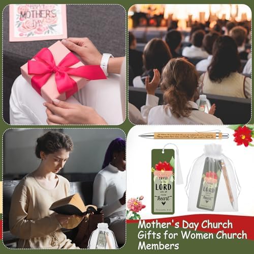 Spakon 35 Set Mothers Day Bible Verse Bookmarks Bamboo Pens Gift Bags