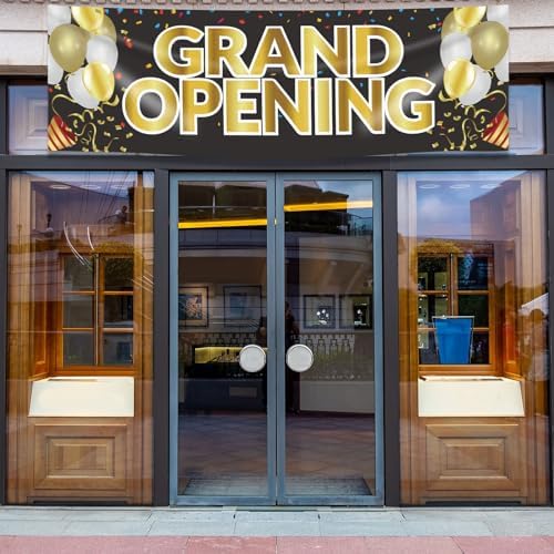 Grand Opening Banner 3x10 ft Oxford Cloth Sign and Hanging Rope