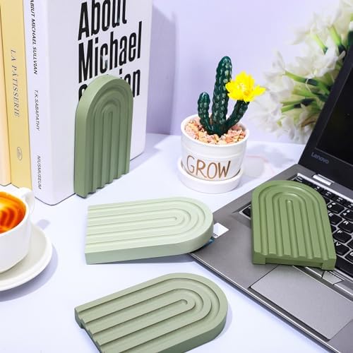 Whaline 4Pcs Rainbow Wooden Bookends for Home Office Library