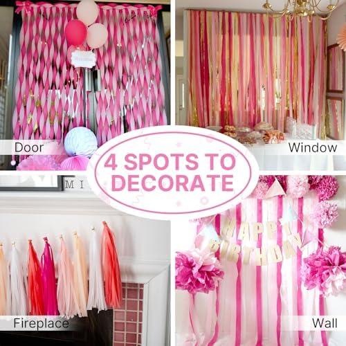 PartyWoo Extra Large Crepe Paper Streamers 3 Rolls 393ft