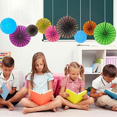 12 Piece Confetti Hanging Paper Fans for Classroom Decorations