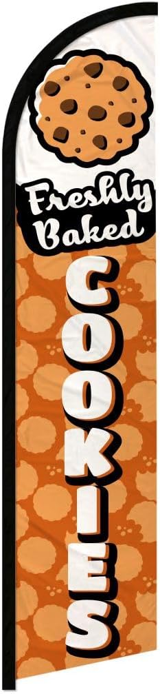 Fresh Baked Cookies Windless Banner Flag - Tall Bright Visibility for Business
