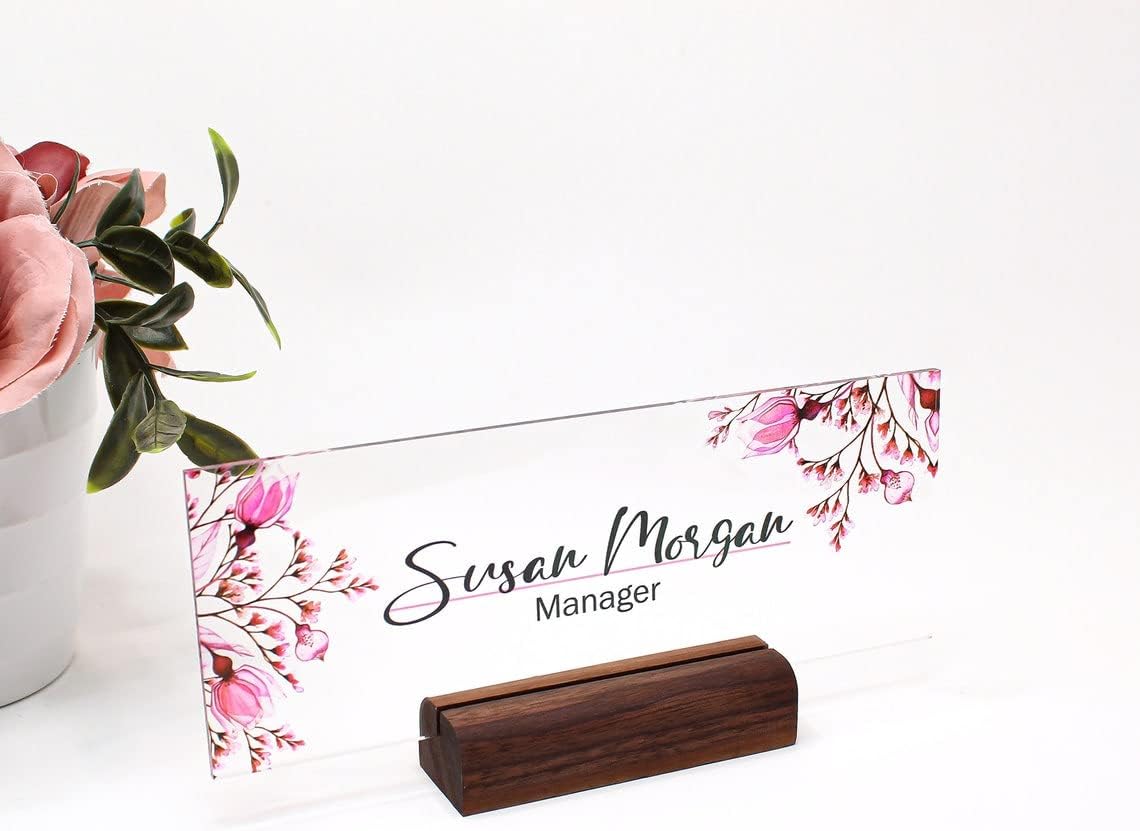 Teacher Desk Nameplate with Acrylic and Wood Base