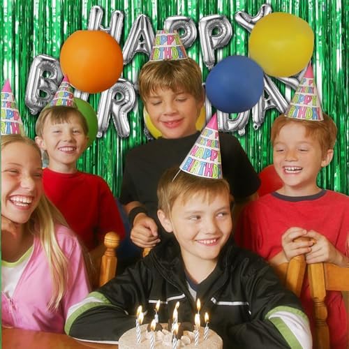 2 Pack Green Foil Streamers Backdrop for Parties and Photo Booths