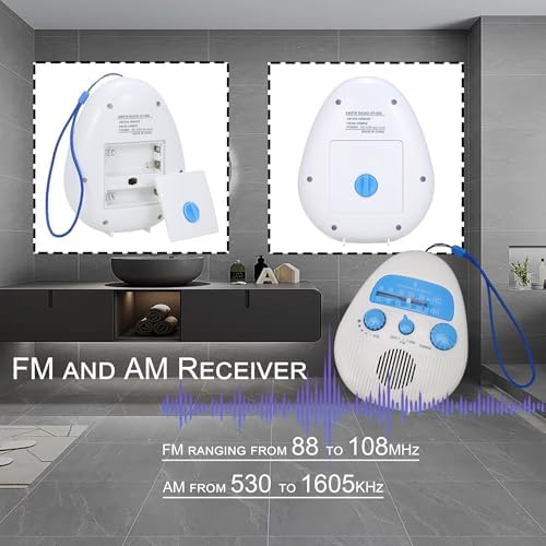 Shower Radio with AM FM Splash Proof and Rotating Knob