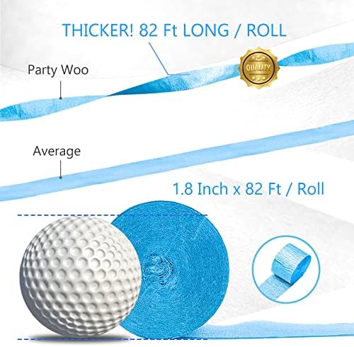 PartyWoo Crepe Paper Streamers 4 Rolls Blue White Decorations