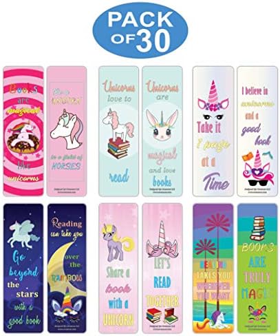 Creanoso Cool and Amazing Unicorn Bookmarks 30-Pack