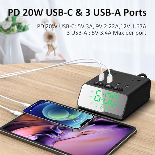 Kungfuking Electronic Alarm Clock with USB Power Strip