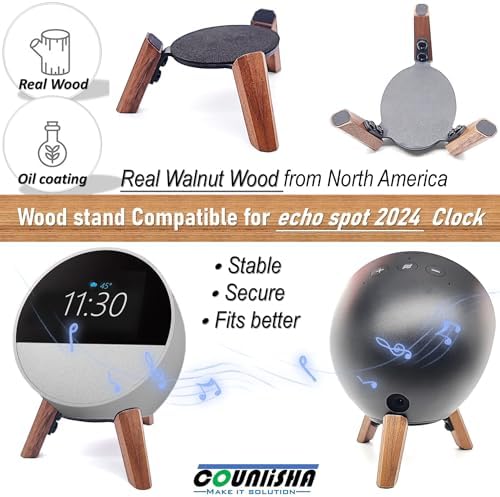 Real Wood Stand for Echo Spot 2024 Smart Clock