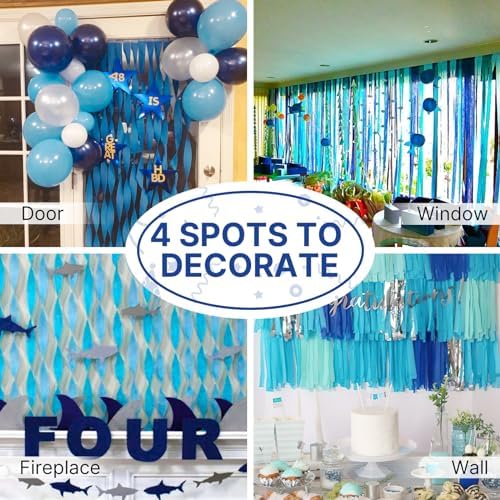PartyWoo Blue Crepe Paper Streamers 6 Rolls 492ft Pack