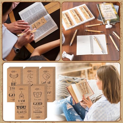 Haooryx Christian Bible Verse Bamboo Bookmark Set