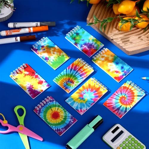 Zonon 48 Pcs Mini Tie Dye Notebooks