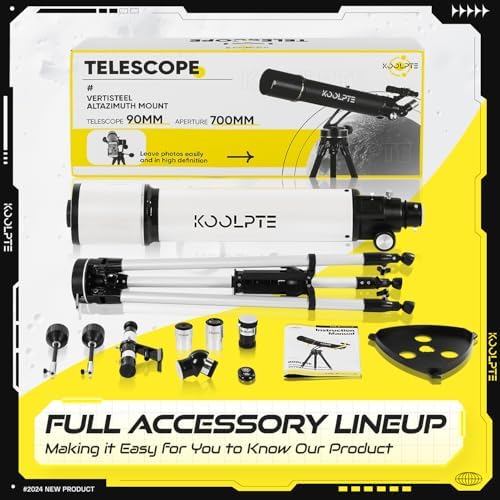 Koolpte 90mm Aperture Telescope with AZ Mounting Base and Phone Adapter