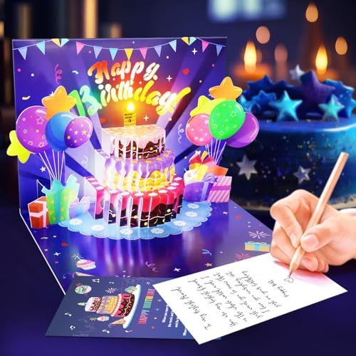Musical Pop Up Birthday Card with Light and Candle