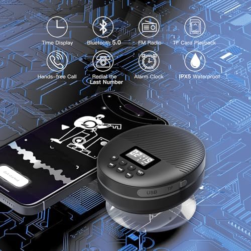 AGPTEK Waterproof Bluetooth Shower Speaker with LCD Display