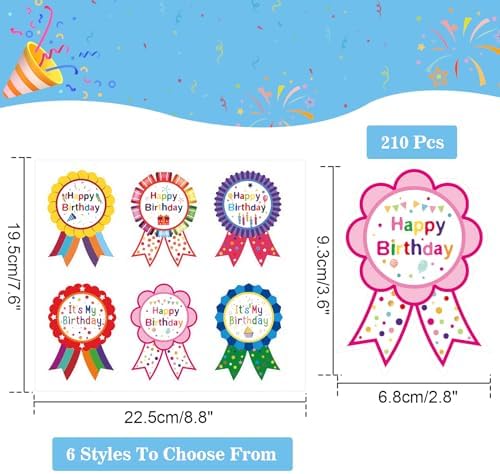 Anwyll Happy Birthday Stickers 210 Pcs for Kids
