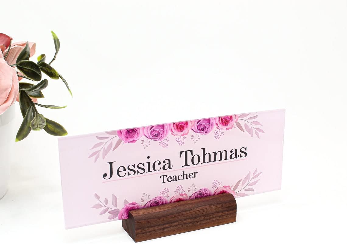 Classy Executive Pink Desk Name Plate with Custom Text