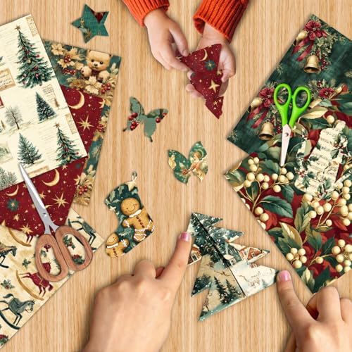 EAMOTOL 6 Inch Christmas Cardstock Paper Pad - 24 Sheets Decorative
