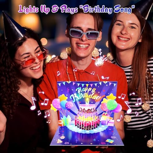 Musical Pop Up Birthday Card with Light and Candle
