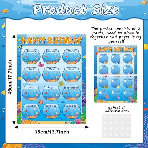 Ocean Animal Happy Birthday Poster Set 177x137 Inches
