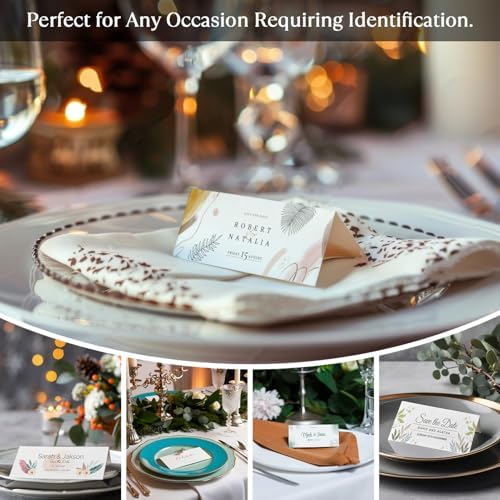 MaxGear 240Pcs Matte White Tent Cards for Table Settings