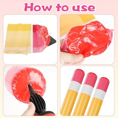 FOIMAS 6 Pack Giant Inflatable Pencils 275 Inch Yellow Decor