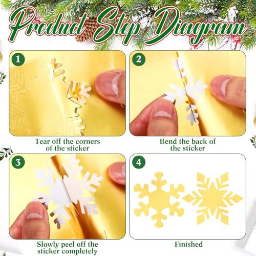 360 Pcs Christmas Envelope Seal Stickers Set Gold Foil Snowflakes