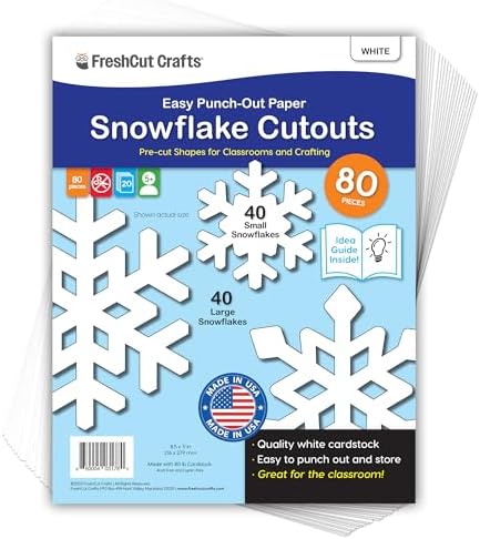 80 Pieces Snowflake Paper Cutouts with Idea Guide