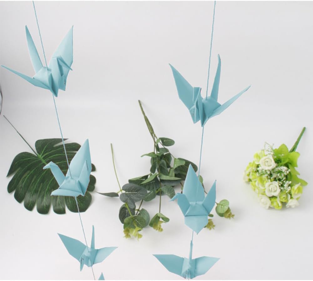 Paper Crane Hanging Garland 3 Strings 52ft Blue Origami Decor