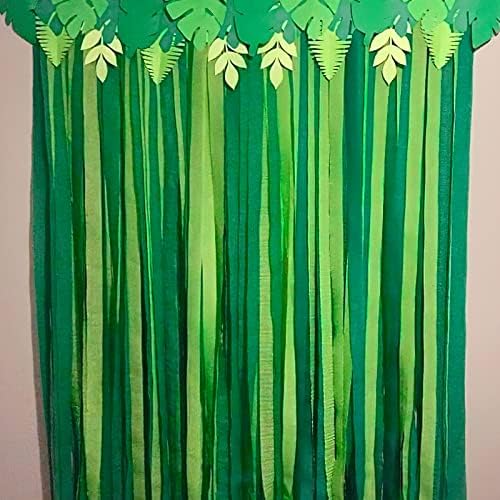 PartyWoo Crepe Paper Streamers Green 4 Rolls 328ft