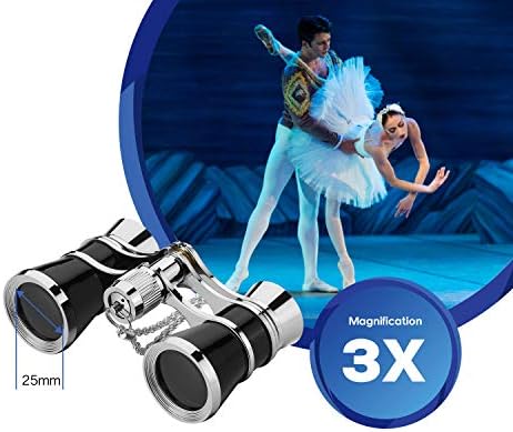 Aomekie 3X25 Opera Binoculars Compact Folding with Chain for Adults